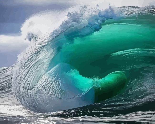 Aesthetic Teal Sea Wave Painting By Numberss.png