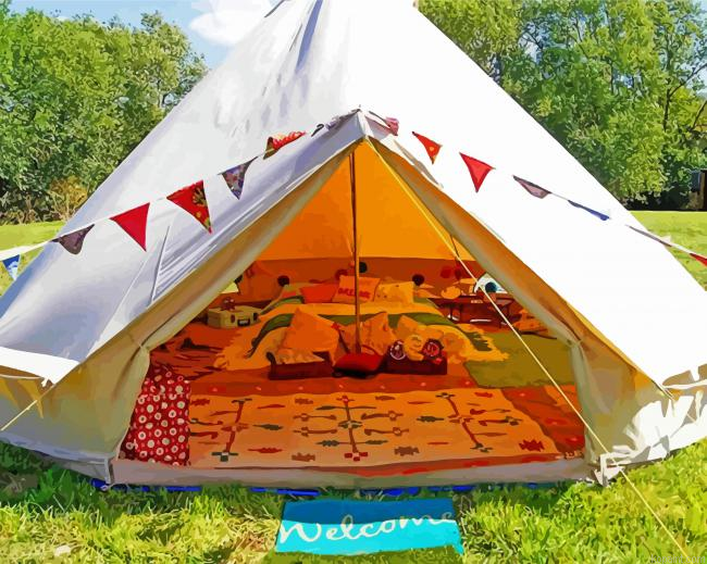 Aesthetic Tent At Field Paint By Numbers