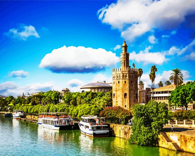 Aesthetic Torre Del Oro Seville Painting By Numberss.png