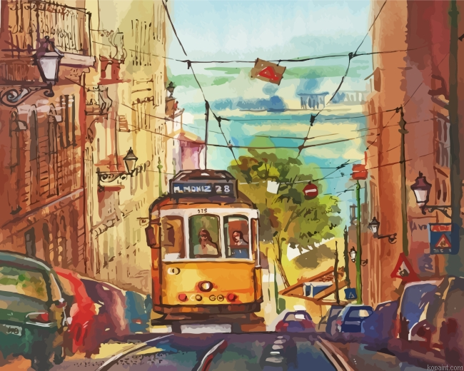 Aesthetic Tram Painting By Numberss.png