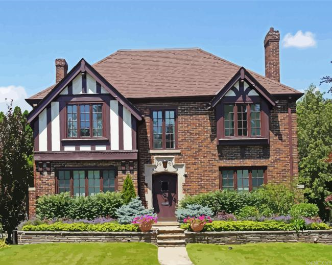 Aesthetic Tudor House Painting By Numberss.png