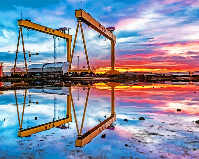 Aesthetic Two Cranes In Belfast Painting By Numberss.png