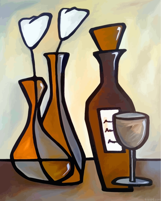 Aesthetic Vases And Cup Painting By Numberss.png