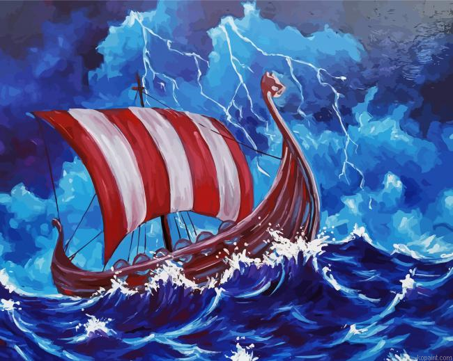 Aesthetic Viking Vessel Art Paint By Numbers