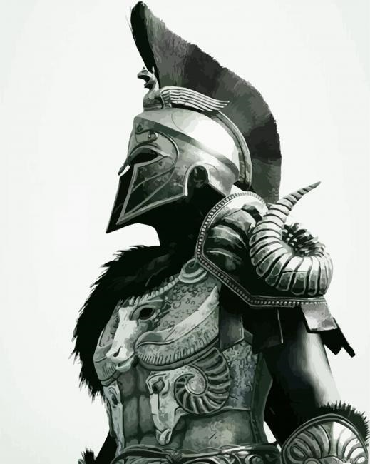Aesthetic Warrior Black And White Painting By Numberss.png