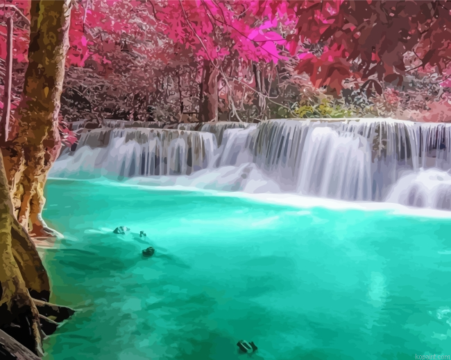 Aesthetic Waterfall Painting By Numberss.png