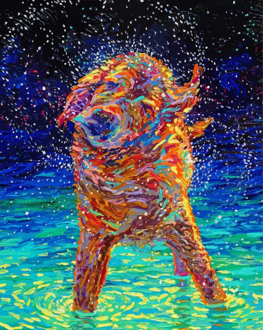 Aesthetic Wet Dog Art Painting By Numberss.png