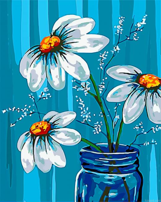 Aesthetic White Flowers Painting By Numberss.png