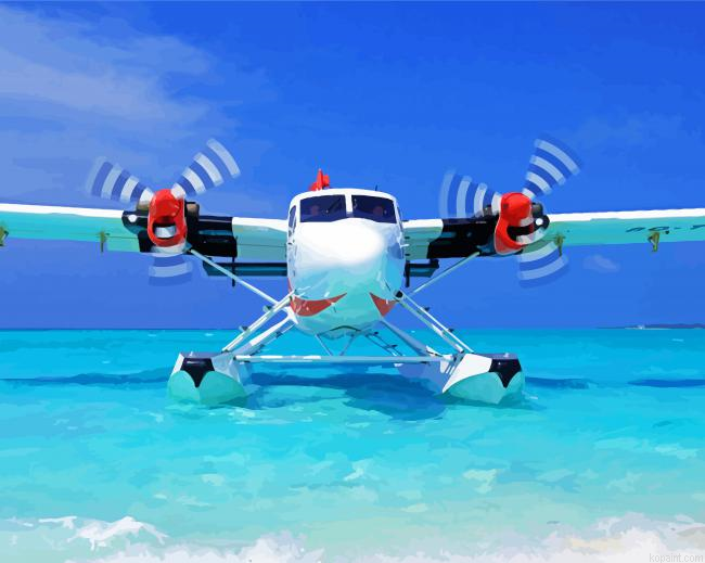 Aesthetic White Seaplane Painting By Numberss.png