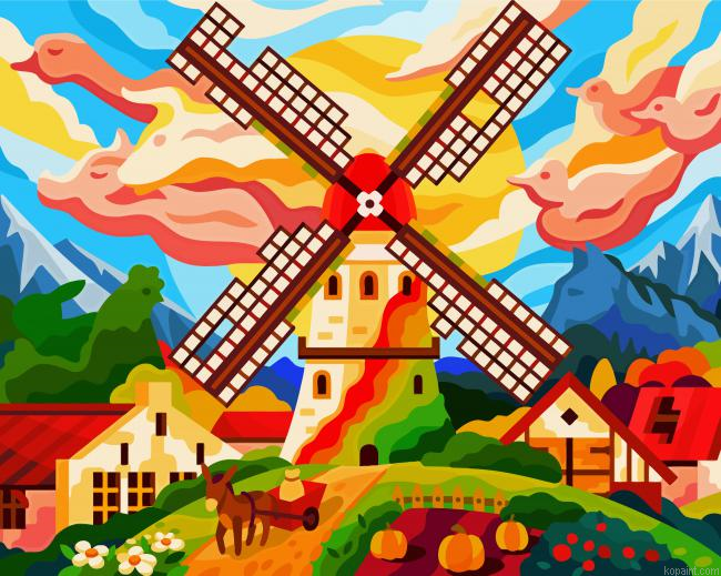 Aesthetic Windmill Paint By Numbers
