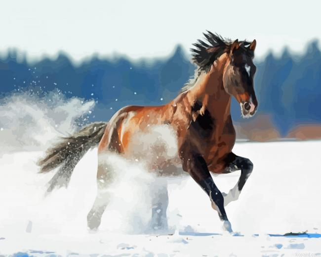 Aesthetic Winter Horse Painting By Numberss.png