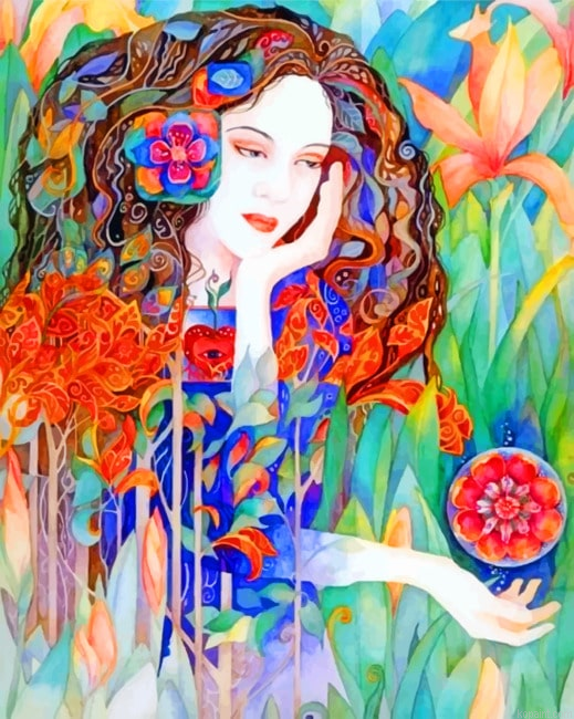 Aesthetic Woman Colorful Painting By Numberss.png