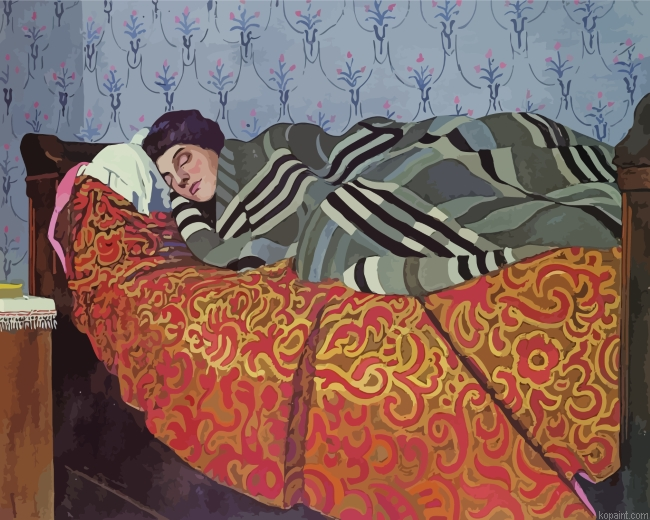 Aesthetic Woman Sleeping Painting By Numberss.png