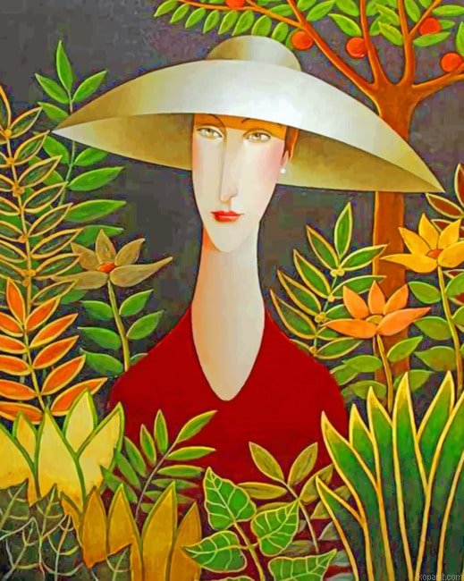Aesthetic Woman Wearing A Sunhat Illustrations Painting By Numberss.png