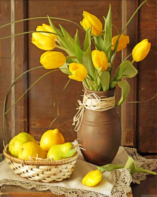 Aesthetic Yellow Tulips Painting By Numberss.png