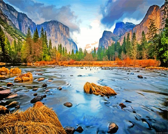 Aesthetic Yosemite National Park Landscape Paint By Numbers.png