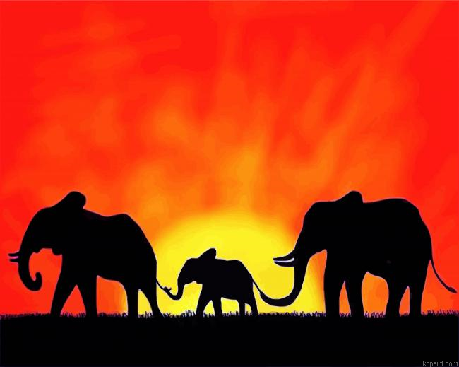 African Sunset Elephants Painting By Numberss.png