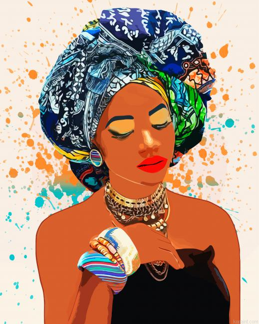 African Triban Woman Painting By Numberss.png