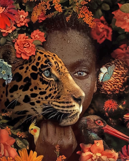 African Woman Tiger New Painting By Numberss.png