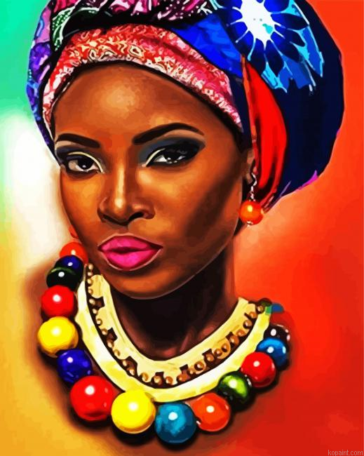African Woman Wearing Beads Painting By Numberss.png