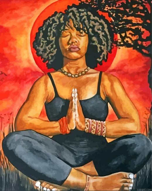 Afro Woman Doing Yoga Painting By Numberss.png