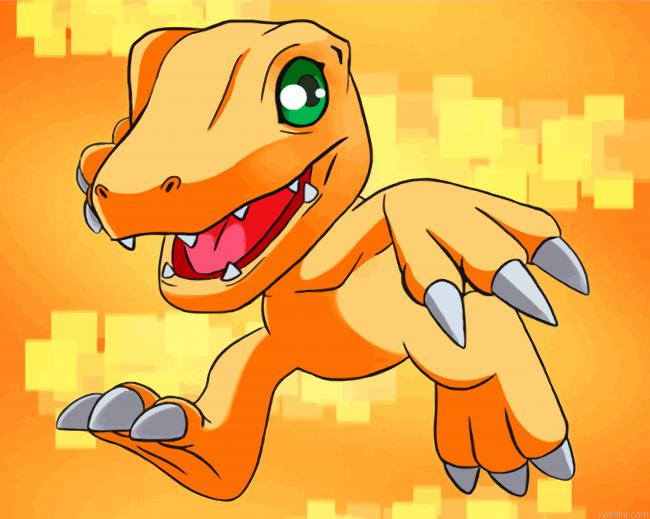 Agumon Digimon Anime Painting By Numberss.png