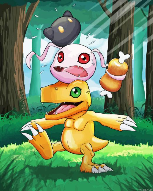 Agumon Koromon And Botamon Painting By Numberss.png