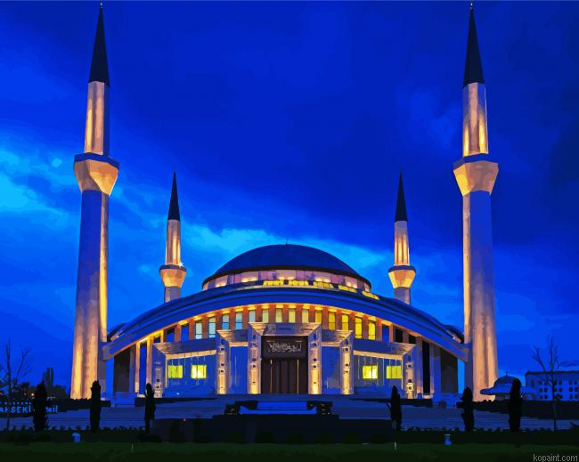 Ahmet Hamdi Akseki Mosque Ankara At Night Painting By Numberss.png