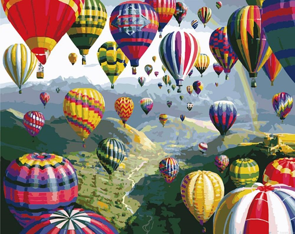 Air Balloon Above Mountains Landscape Painting By Numberss.png