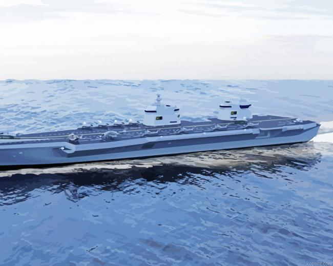Aircraft Carrier In Sea Painting By Numberss.png