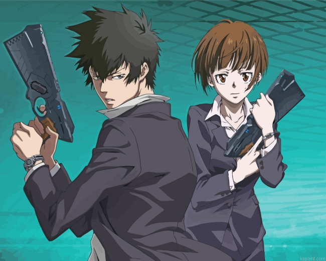 Akane Tsunemori And Shinya Kogami Painting By Numberss.png