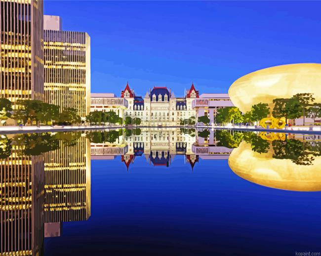 Albany Ny Buildings Reflection Painting By Numberss.png