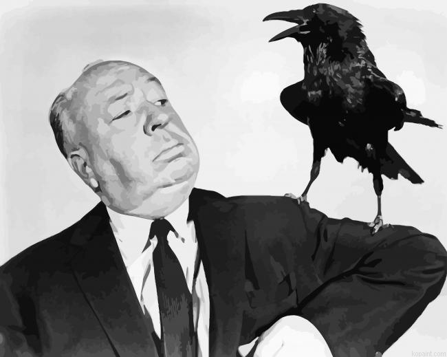 Alfred Hitchcock With Bird Painting By Numberss.png