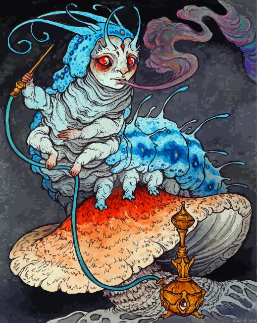 Alice In Wonderland Caterpillar Smoking Art Painting By Numberss.png