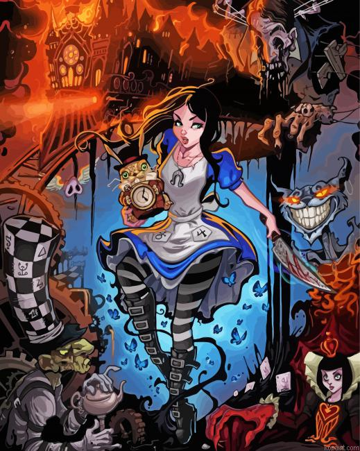 Alice In Wonderland Dark Disney Painting By Numberss.png