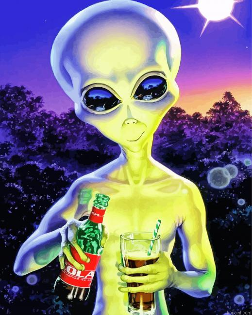 Alien Drinking Cola Painting By Numberss.png