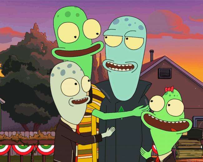 Alien Family Cartoon Painting By Numberss.png