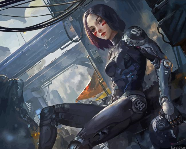 Alita Battle Angel Cyberpunk Painting By Numberss.png