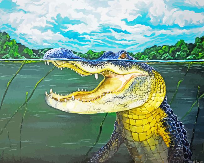 Alligatore Underwater Painting By Numberss.png