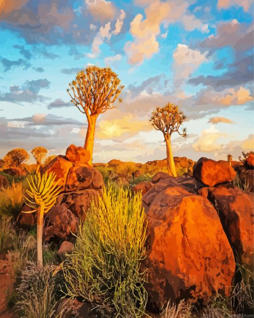 Aloe Dichotoma Trees Namibia Painting By Numberss.png