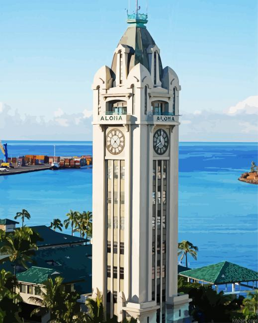 Aloha Tower Oahu Paint By Numbers