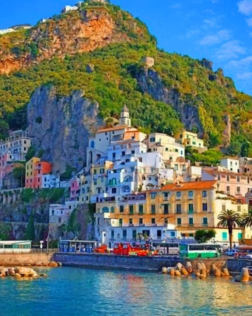 Amalfi Coast In Italy Painting By Numberss.png