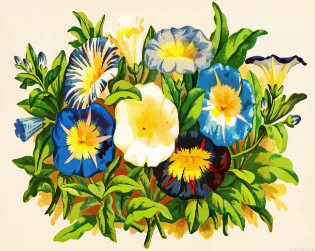 Amazing Morning Glory Flowers Painting By Numberss.png