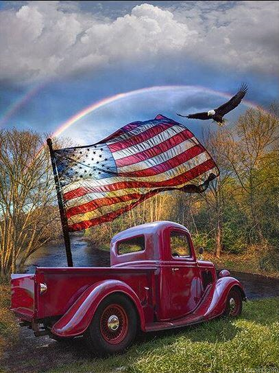 America Flag Car Trucks Painting By Numberss.png