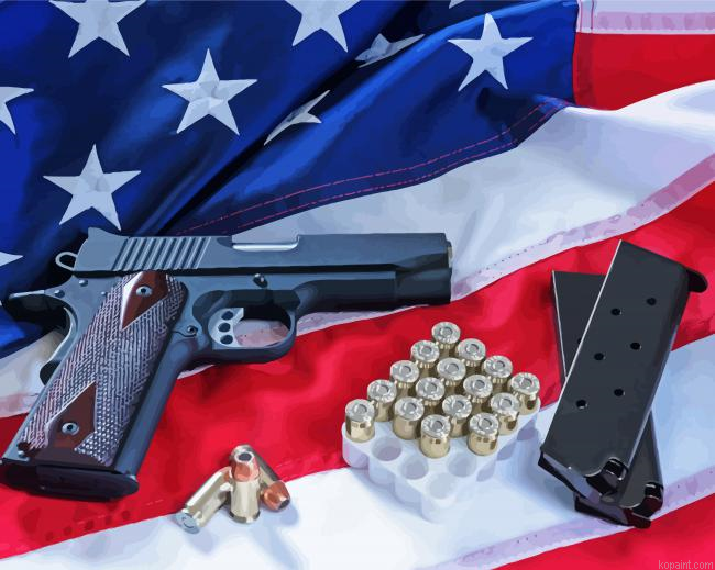 American Flag With Gun And Bullets Painting By Numberss.png