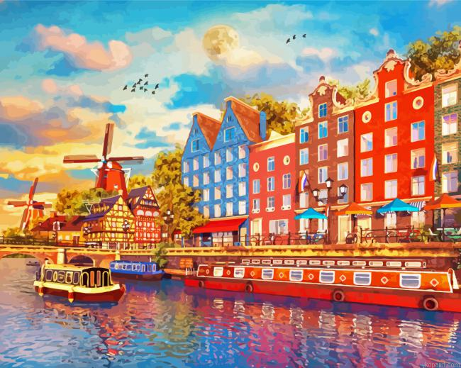 Amsterdam Sunset Art Painting By Numberss.png
