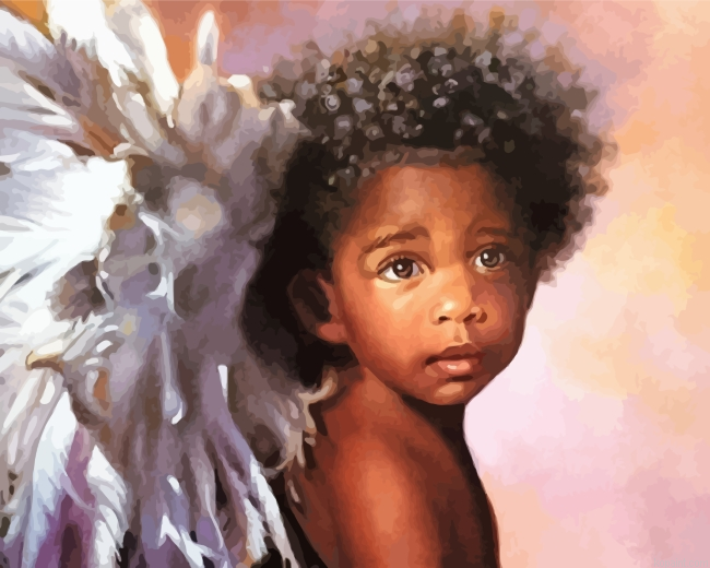 Angel Black Boy Painting By Numberss.png
