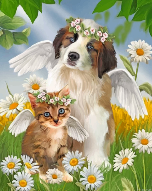 Angel Kitty And Puppy Painting By Numberss.png