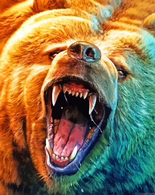 Angry Bear Face Art Painting By Numberss.png