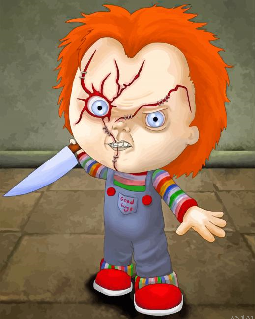 Angry Chucky Holding A Knife Painting By Numberss.png